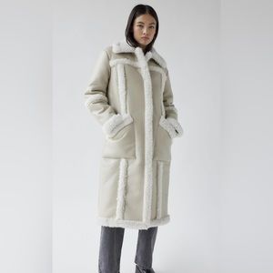 Urban Outfitters - Willa Faux Leather Fleece Longline Jacket